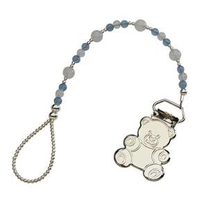 NEW CHERISHED MOMENTS boys binky clip in blue/white